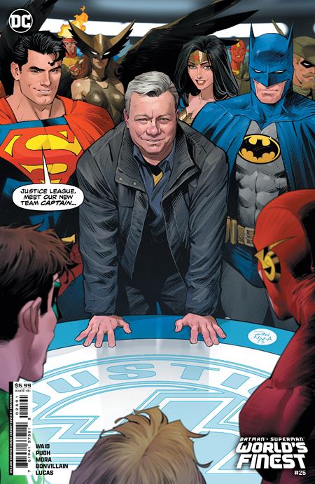 BATMAN SUPERMAN WORLDS FINEST #25 CVR G DAN MORA WILLIAM SHATNER CAMEO CARD STOCK VAR (3/20/2024)