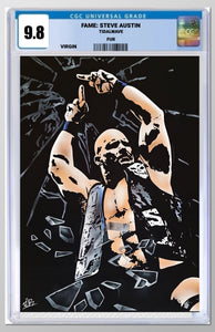 NYCC 2024 EXCLUSIVE FAME: STONE COLD STEVE AUSTIN VIRGIN MIDDLE FINGER SPRAY PAINT CGC 9.8 FUR /200