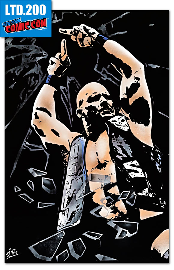 NYCC 2024 EXCLUSIVE FAME: STONE COLD STEVE AUSTIN VIRGIN MIDDLE FINGER SPRAY PAINT FUR /200