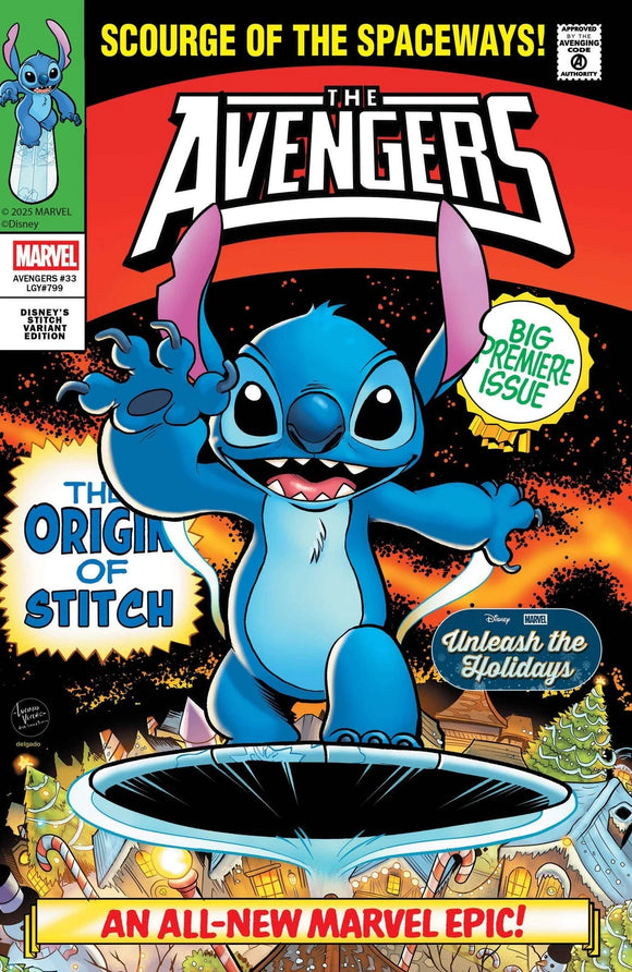 AVENGERS #33 LUCIANO VECCHIO DISNEY STITCH UNLEASH THE HOLIDAYS VARIANT (12/17/2025)