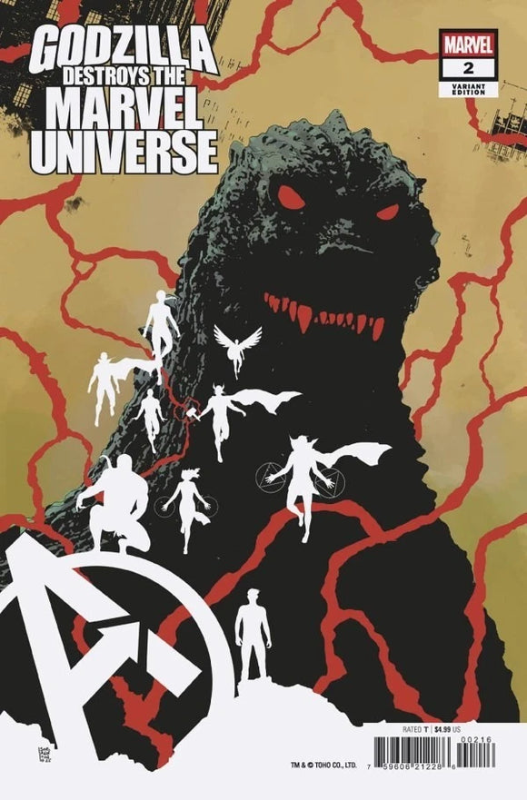 GODZILLA DESTROYS THE MARVEL UNIVERSE #2 ANDREA SORRENTINO VARIANT