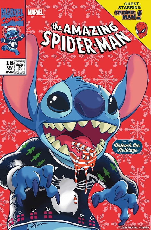 AMAZING SPIDER-MAN #18 BEN SU DISNEY STITCH UNLEASH THE HOLIDAYS VARIANT (12/24/2025)